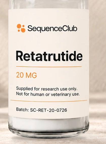 The original Retatrutide 20 mg label, batch SC-RET-20-0726